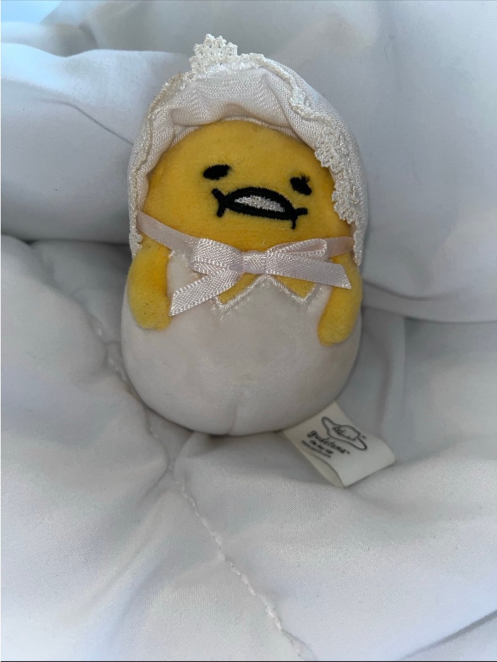 Gudetama the Lazy Egg 4.5-Inch Baby Plush Keychain By Gund Sanrio 2018